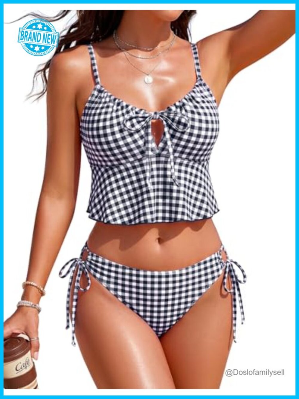 Blooming Jelly Womens Bikini Set Two Piece Swimsuits Mid Rise Ruffle Trim String